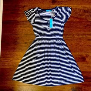 Draper James. Cotton, A-line dress. Size XS. Navy blue and white.